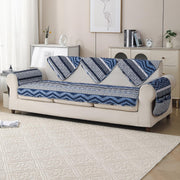 'Aura Petal Series' Quilted Sofa Mat Printed – Anti Slip (Boho Navy)