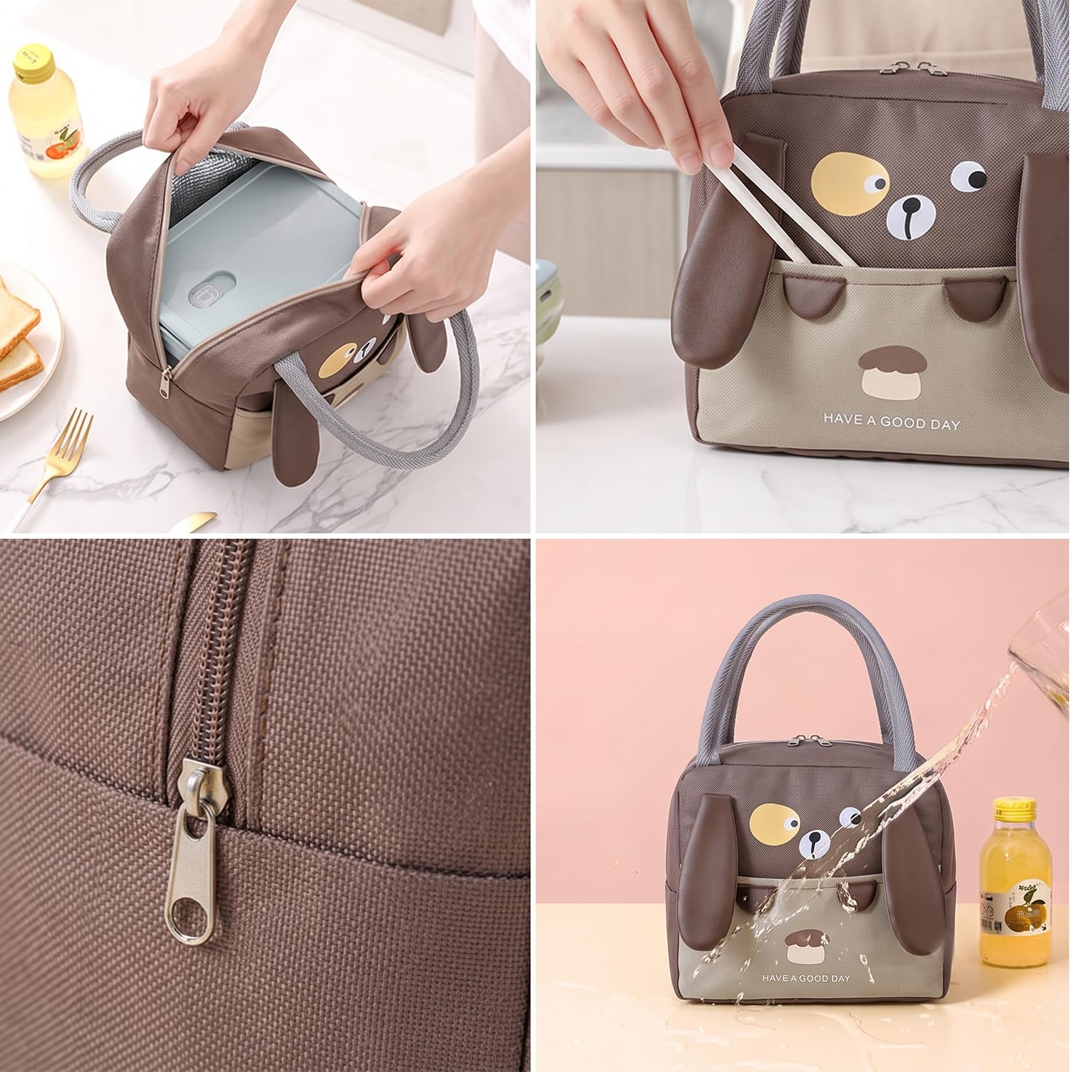 3D Cartoon Animal Insulated Lunch Bag (Teddy)