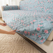 Gulnaar Series Anti-Slip Sofa Cover Mat with Pocket – Polyester Couch Protector(Pastel Bloom)