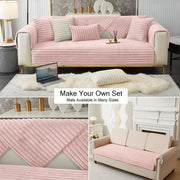 3D Striped Rabbit Plush Soft Sofa Mat Anti-Slip Fuzzy Plush- Pink