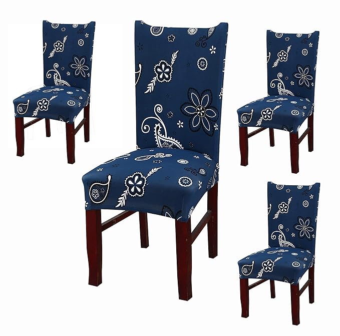 Polyester Elastic Stretch Removable Washable (Dark Blue Paisley)