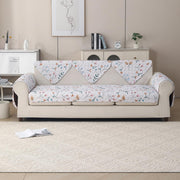 'Gulnaar Series' Printed Quilted Sofa Cover Blush Meadow)