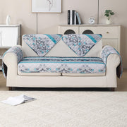 'Aura Petal Series' Quilted Sofa Mat Printed – Anti Slip (Boho Green)