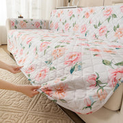 Gulnaar Series Anti-Slip Sofa Cover Mat with Pocket – Polyester Couch Protector(Rose Bloom)