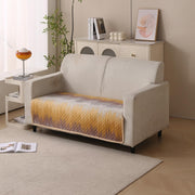 Reversible Printed Quilted Sofa Cover Mats for 1/2/3/4 Seater Sofa Cover- Gold Tide
