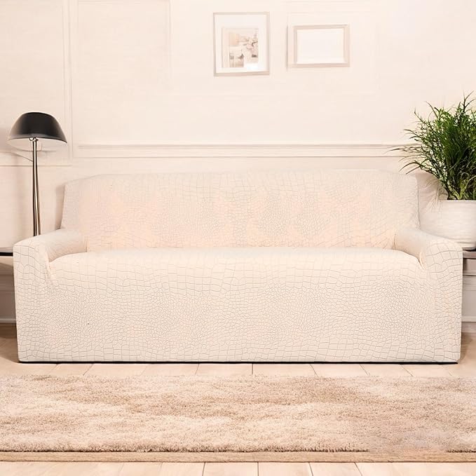 Universal Crocodile Texture Jacquard Fabric Sofa Cover (Beige)