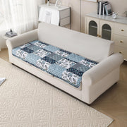 'Aura Petal Series' Quilted Sofa Mat Printed – Anti Slip (Paisley Blue)