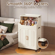 Foldable Wardrobe with Magnetic Doors & Wheels - Ivory White