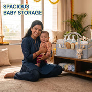 Foldable Baby Diaper Caddy with Divider - Grey