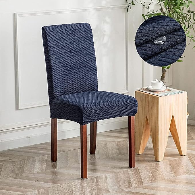 Elastic Jacquard Chair Cover (Navy Blue)