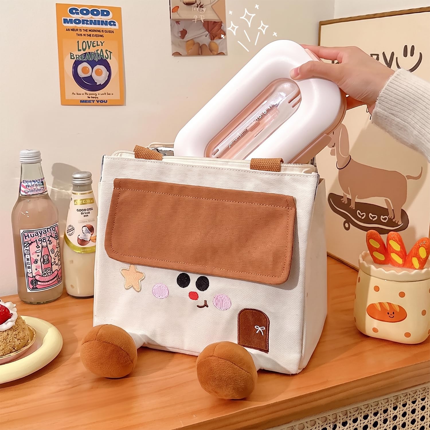 3D Leg Insulated Lunch Bag, Cute Thermal Lunch Tote, Large Capacity Meal Bag