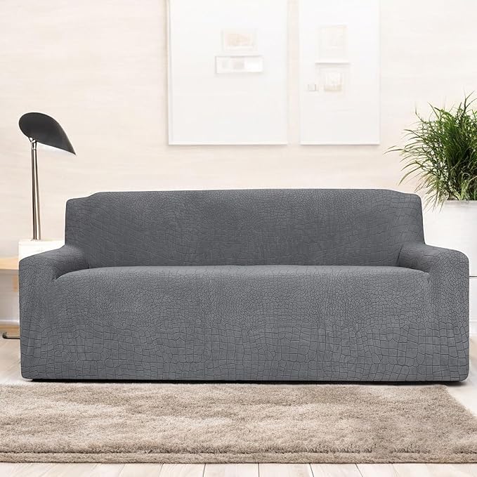 Universal Crocodile Texture Jacquard Fabric Sofa Cover (Charcoal)