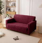 Jacquard Fabric Diamond Texture Sofa Cover 220 GSM (Maroon)