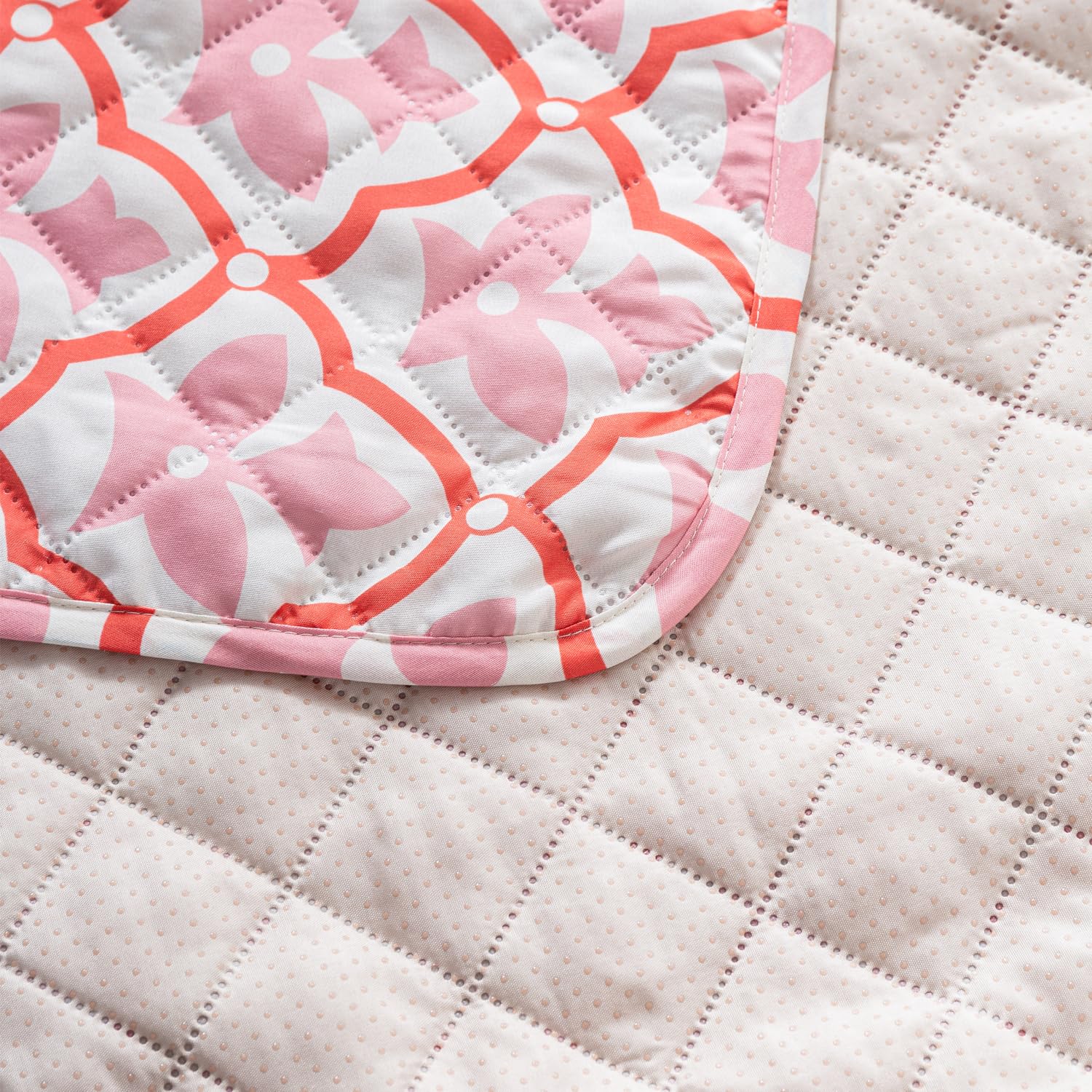 Printed Quilted Sofa Cover for 1/2/3/4 Seater Anti-Slip-Peach Blush