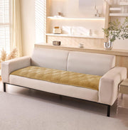 Velvet Palm Leaves Pattern Quilted Sofa Cover Set – 3-Piece Set (2 Armrest Covers 50x70cm + 1 Seat Cover) Beige