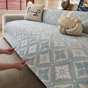 Lumen Series Chenille Jacquard Couch Cover – Quilted Non-Slip Washable Sofa (Blue)
