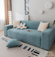 Universal Jacquard Leaf Texture Fabric Sofa Cover(Light Blue)
