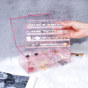 3 Layer Acrylic Storage Box Multi Layer Jewelry Organizer- Pink