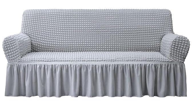 Turkish Bubble Frill 280 GSM Sofa Slipcovers (Smoke)