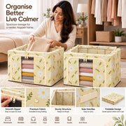 Clothing Storage Box 66 Litre - Cream Flower