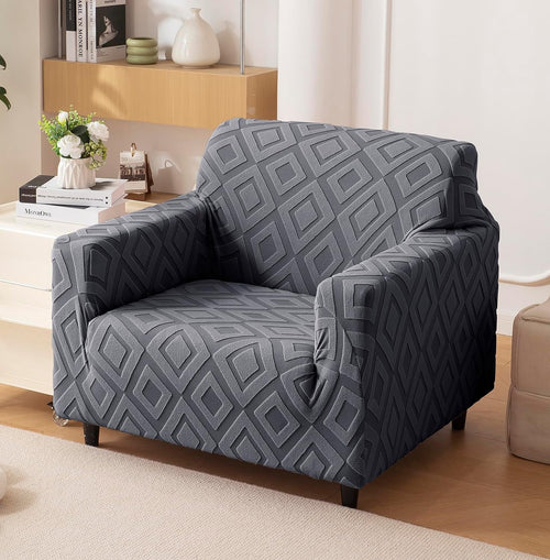 Jacquard Fabric Diamond Texture Sofa Cover 220 GSM (Charcoal)