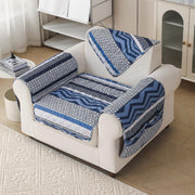 'Aura Petal Series' Quilted Sofa Mat Printed – Anti Slip (Boho Navy)
