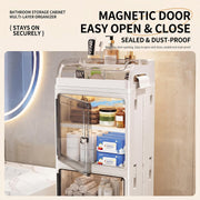 4 Layer Narrow Gap Storage Cabinet with Wheels - Cream