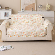 Quilted Printed Sofa Cover for Indian Sofa Set – Washable (Beige Tulip)