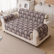Quilted Printed Sofa Cover for Indian Sofa Set – Washable (Black Motif)