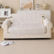Quilted Printed Sofa Cover for Indian Sofa Set – Washable (Beige Stem)