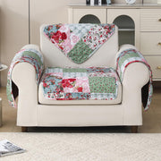 'Aura Petal Series' Quilted Sofa Mat Printed – Anti Slip (Flora Jade)
