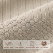 Ridge Plush Sofa Mat Floral Design - Almond
