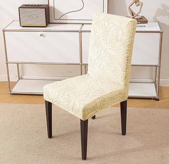 Stretchy Universal Camellia Jacquard Waterproof Chair Cover (Beige)