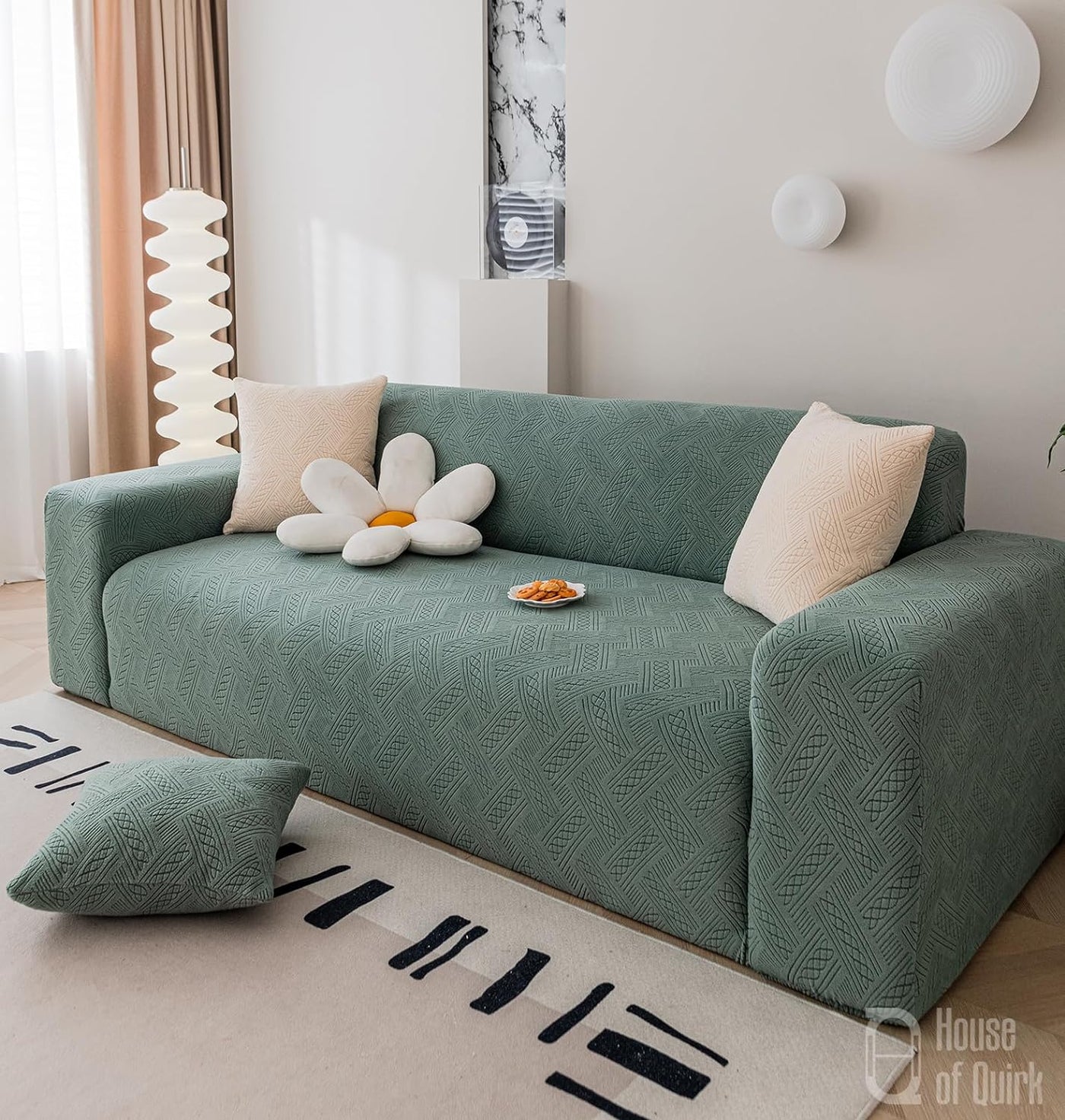 Universal Jacquard Fabric Sofa Cover- Green