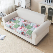 'Aura Petal Series' Quilted Sofa Mat Printed – Anti Slip (Flora Jade)
