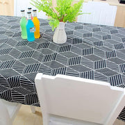 Rectangle Tablecloth Cotton Linen Table Cloth (Black Stipe)
