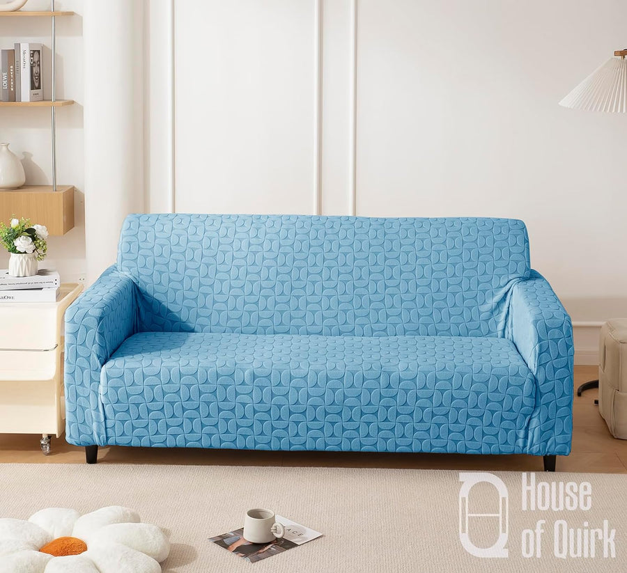 Jacquard Fabric Texture Sofa Cover 220 GSM Sofa Slipcover-Blue
