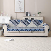 'Aura Petal Series' Quilted Sofa Mat Printed – Anti Slip (Boho Navy)