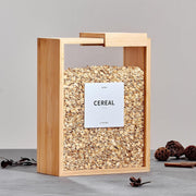 3.5L Bamboo Food Dispenser with PVC Door – Stylish, Easy-Clean Storage for Kitchen Essentials