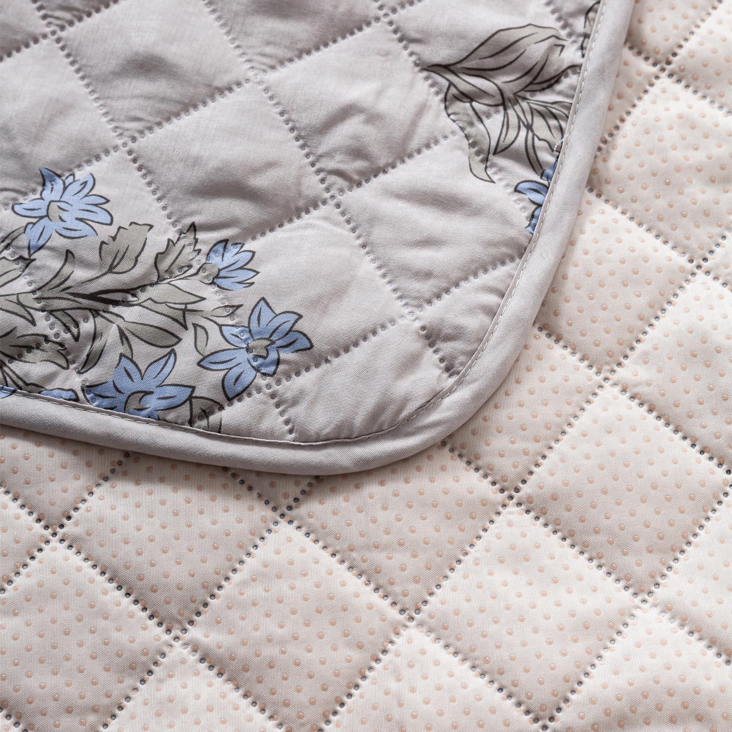 Printed Quilted Sofa Cover for 1/2/3/4 Seater Anti-Slip- Beige Wildflower