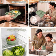 9 Pcs Silicone Baby Feeding Set | Dinosaur Divided Plate