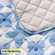 Printed Quilted Sofa Cover for 1/2/3/4 Seater Anti-Slip- Indigo Motif