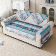 'Aura Petal Series' Quilted Sofa Mat Printed – Anti Slip (Boho Green)