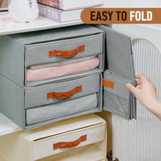 Foldable Closet Storage Bin with Clear Window & Handles Organizer for Clothes (Grey)