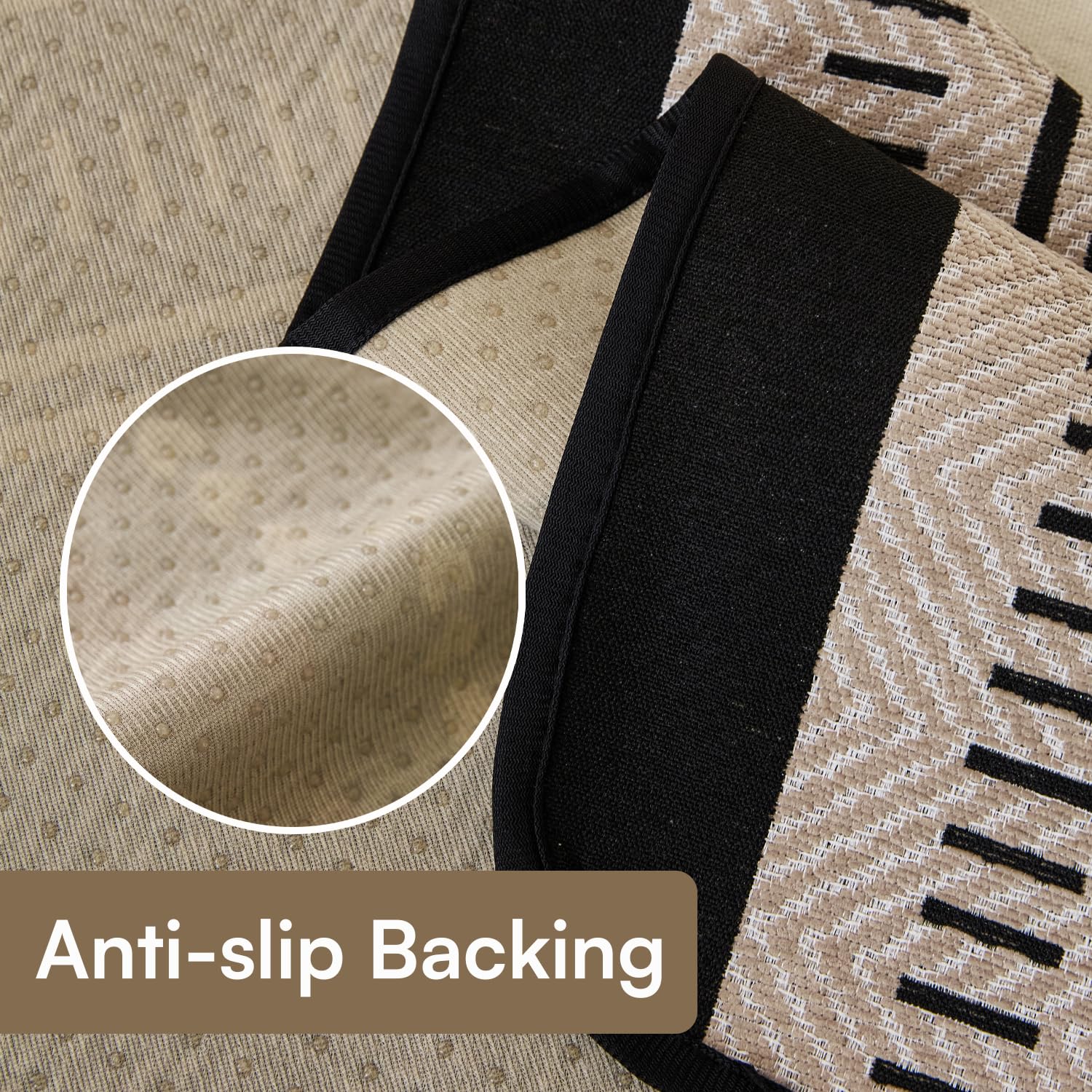 Loom Stripe Series Chenille Couch Cover Curved Edge Quilted Non-Slip Washable Sofa (Brown)