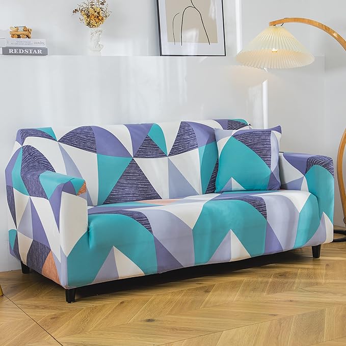 Polyester Spandex Printed Sofa Cover (Prism Green)