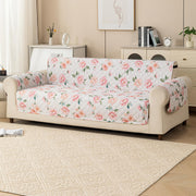 Gulnaar Series Anti-Slip Sofa Cover Mat with Pocket – Polyester Couch Protector(Rose Bloom)