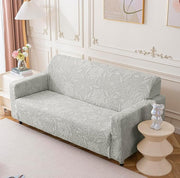 Universal Jacquard Waterproof Camellia Fabric Sofa Cover (Light Grey)
