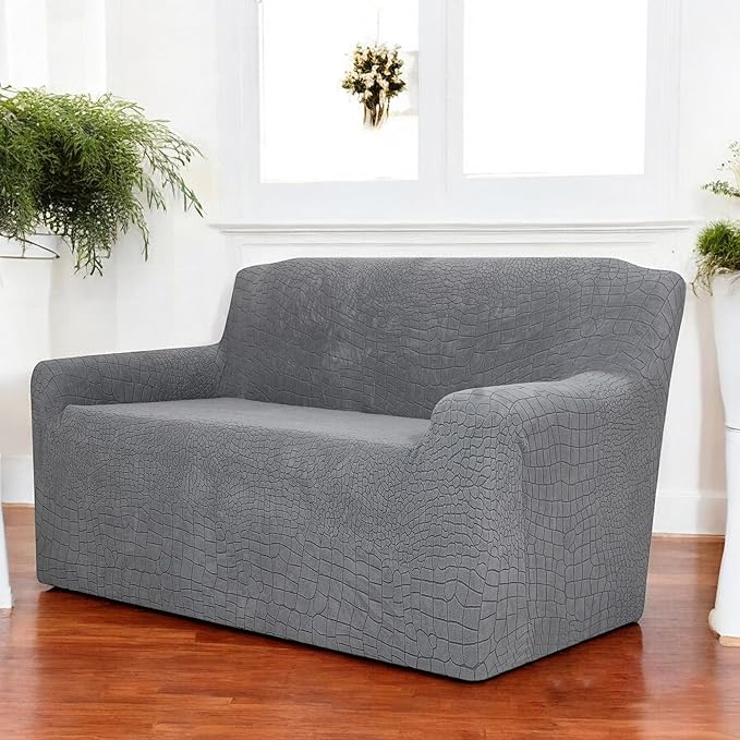 Universal Crocodile Texture Jacquard Fabric Sofa Cover (Charcoal)