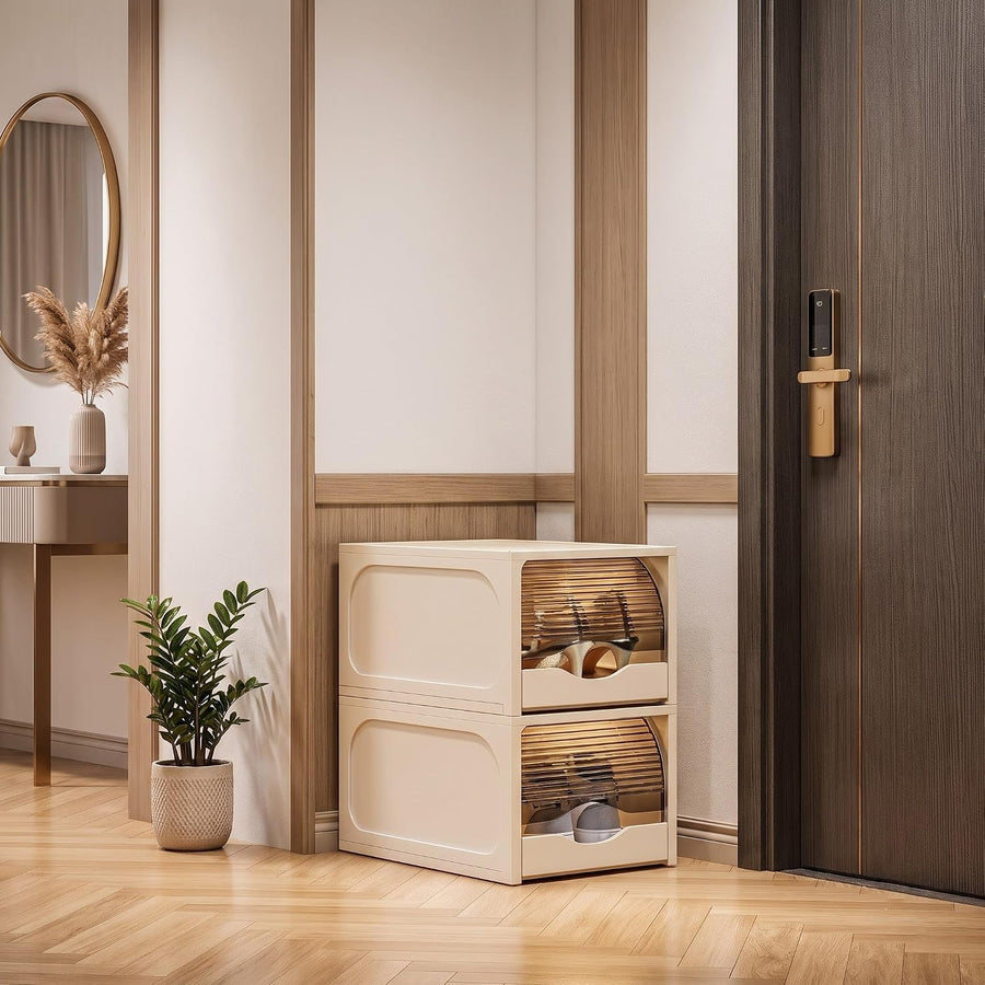 DIY Shoe Rack with Sliding Doors - Cream